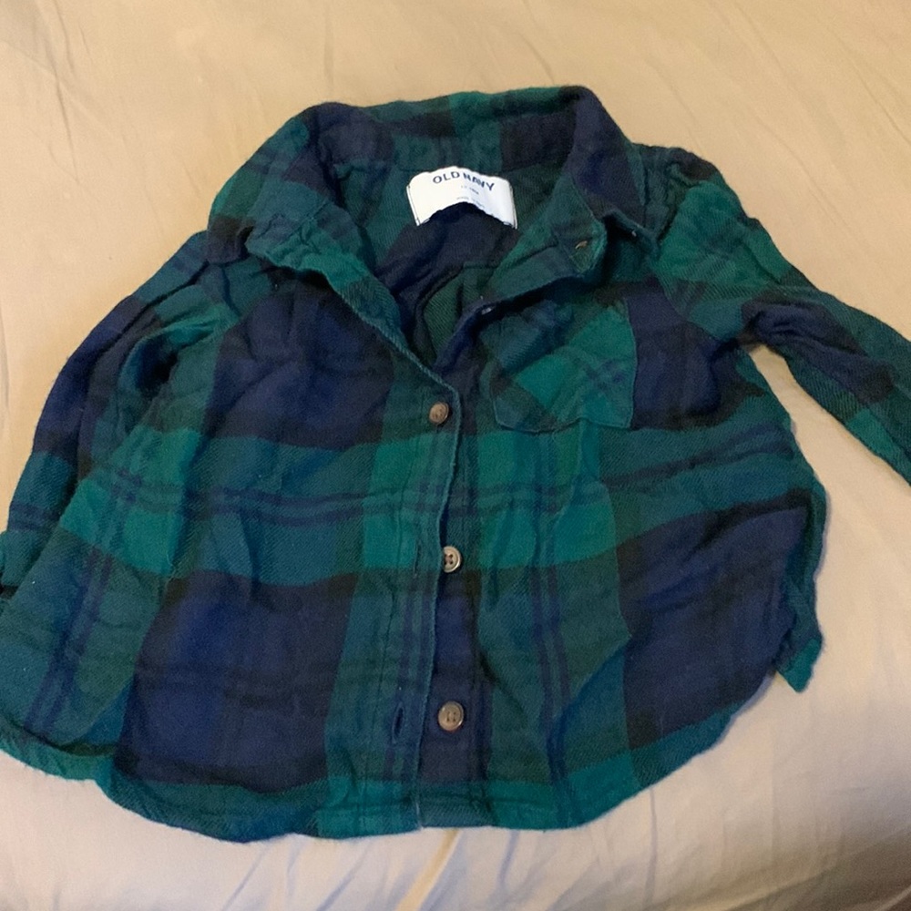 ON 18-24M plaid blue green black button up shirt